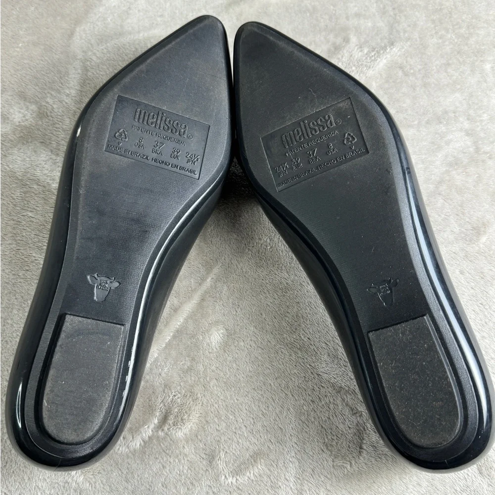 Melissa Black Pointed Toe Flats with Decorative Buckle